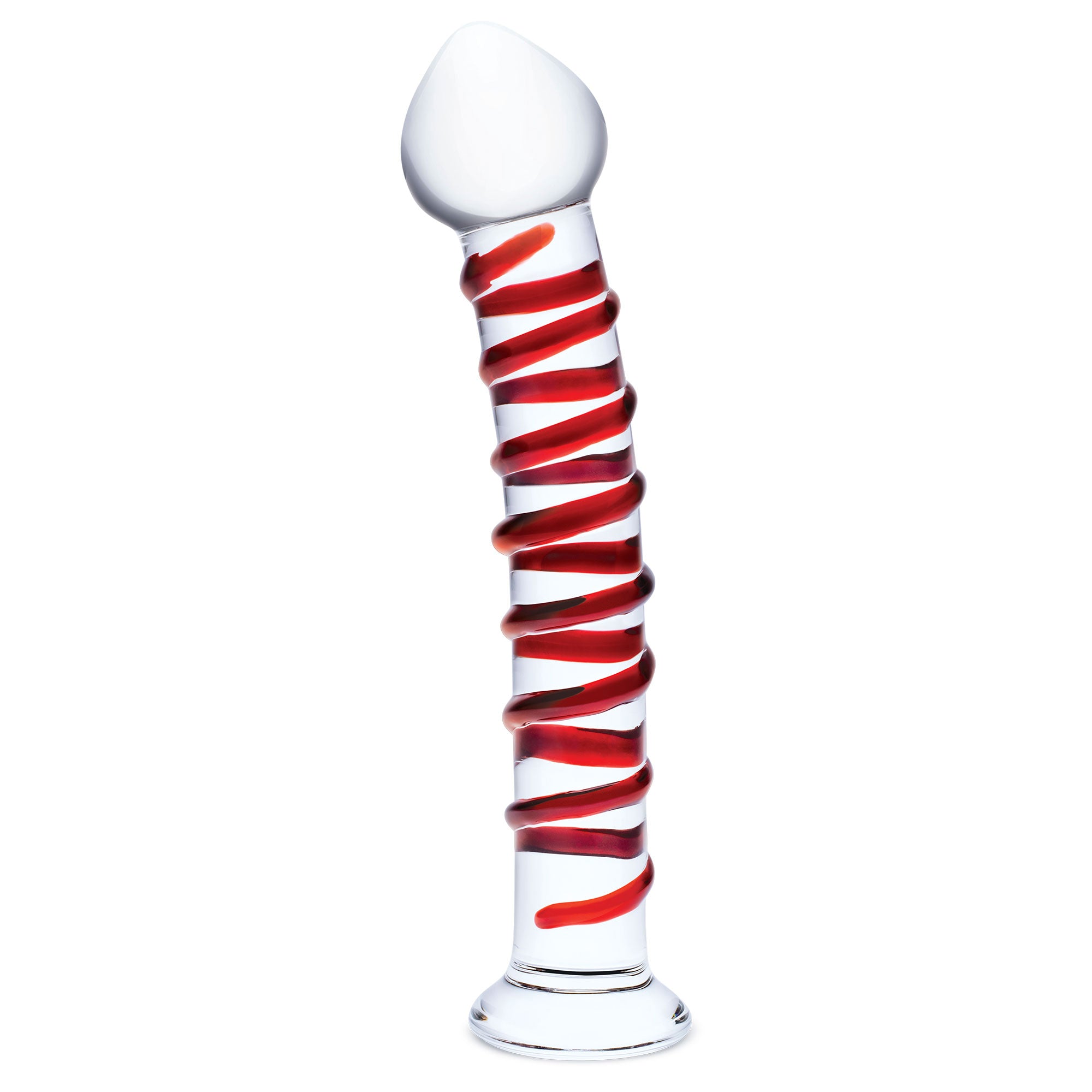 10 Inch Mr. Swirly Dildo - Red/clear GLAS-508