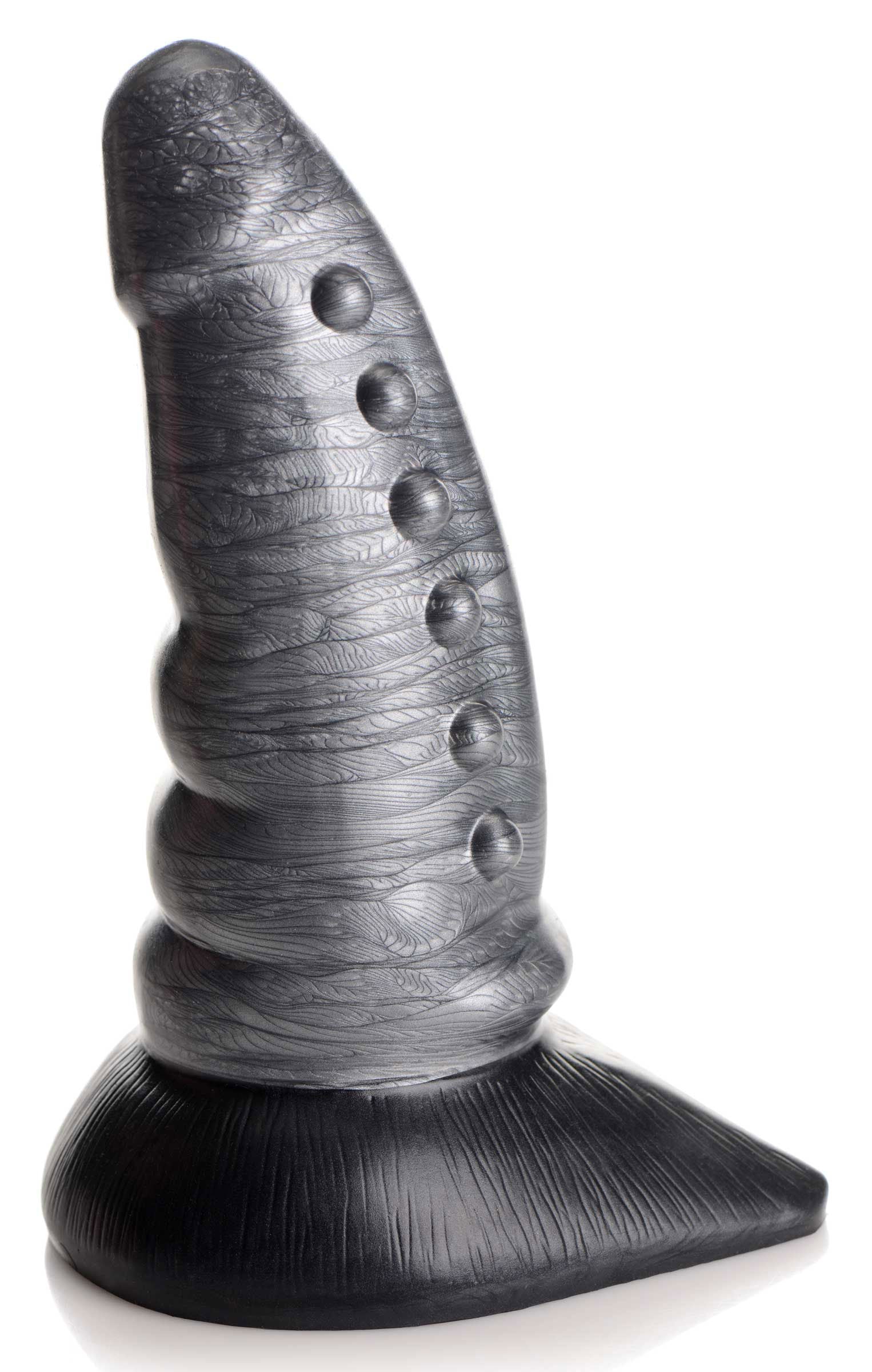 Beastly Tapered Bumpy Silicone Dildo - Silver CC-AG878-SLV