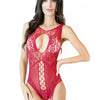 Glam Keyhole Bodystocking Red