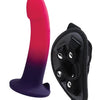 Duo Silicone Dildo (non Vibrating) With Harness Pink/purple