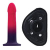 Duo Silicone Dildo (non Vibrating) With Harness Pink/purple