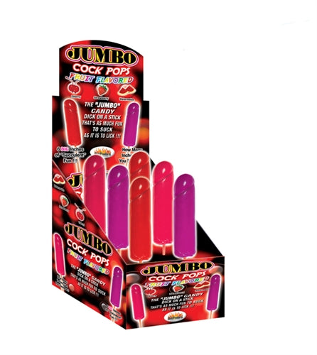 Jumbo Cock Pops - 6 Piece Display - Assorted Fruit Flavors HTP2354D