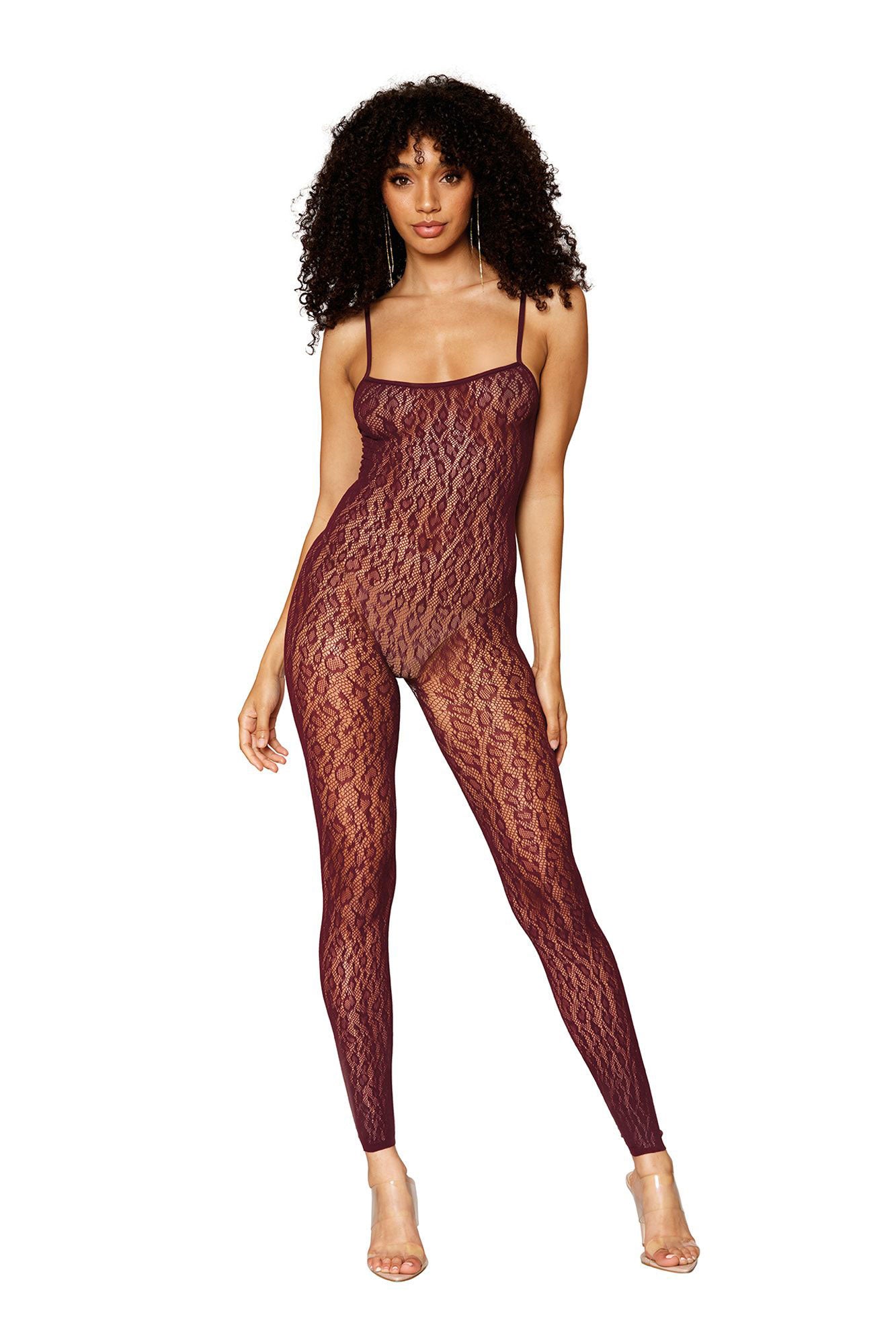 Catsuit Bodystocking and Shrug - One Size -  Burgundy DG-0417BUROS